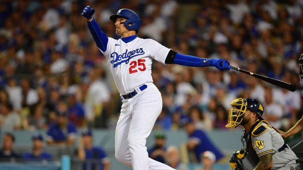 Trayce Thompson at bat for the Los Angeles Dodgers.